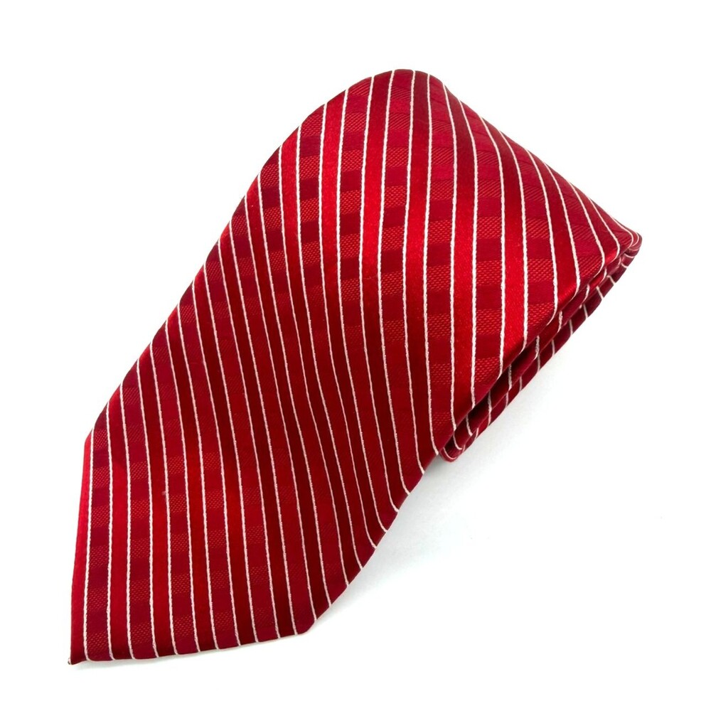 Jones New York Signature Silk Tie Mens Red White Diagonal Stripe Power Necktie